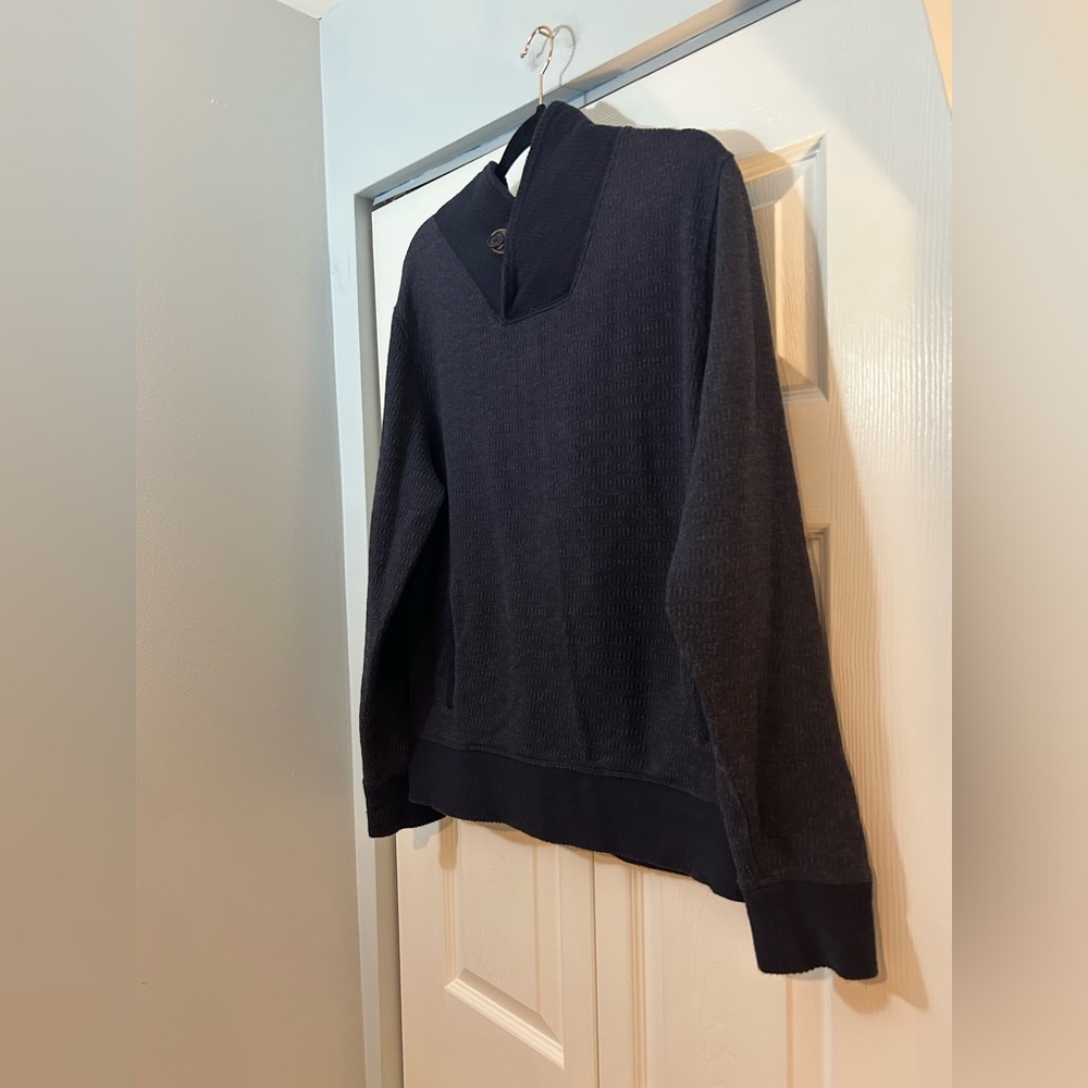 Billy Reid Textured Shawl Collar Pullover Sweatshirt Navy Men’s M
